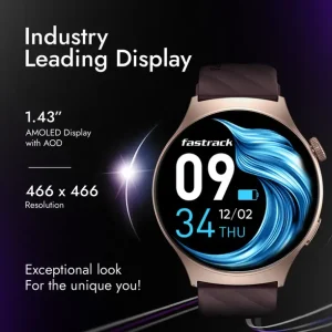 Fastrack Optimus Pro with 1.43 AMOLED Display & AOD(466x466),Functional Crown,BT Calling Smartwatch  (Blue Strap, Free Size)